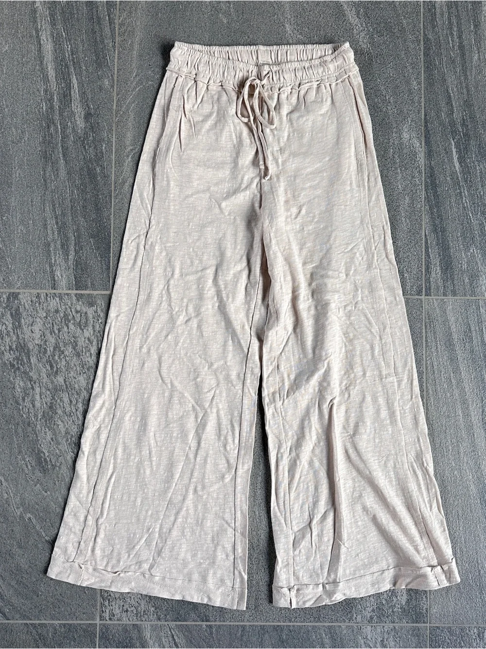 NEW Zenana 100% Cotton Relaxed Slub Short-Sleeved Top Pants Set Beige CSTP-3478 - Picture 10 of 16